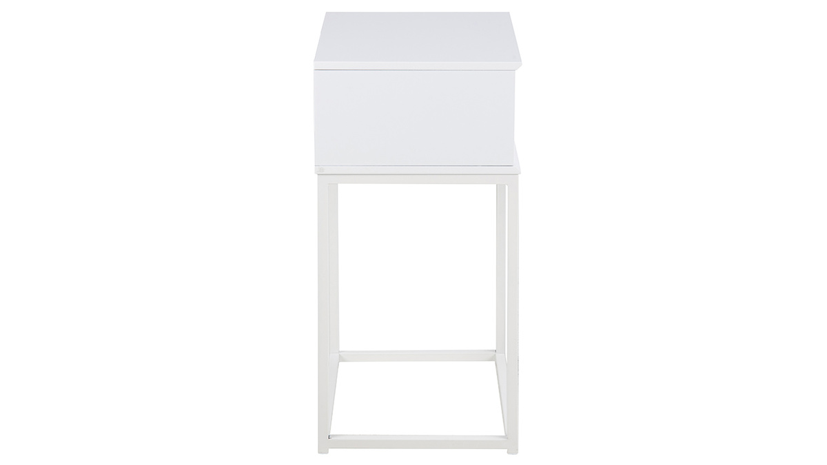 Table de chevet design avec tiroir blanche MITRAA