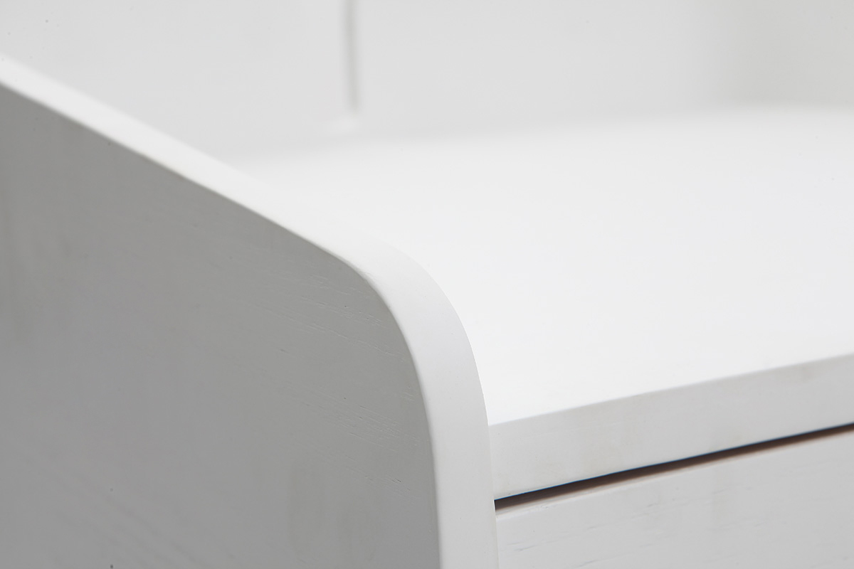 Table de chevet design fr�ne blanc NEVIL