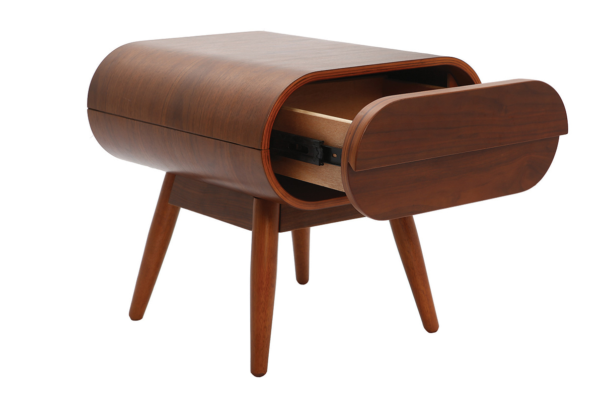 Table de chevet design noyer 1 tiroir BJORG