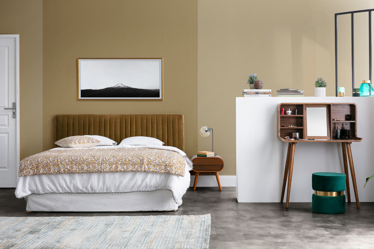 Table de chevet design noyer 1 tiroir BJORG