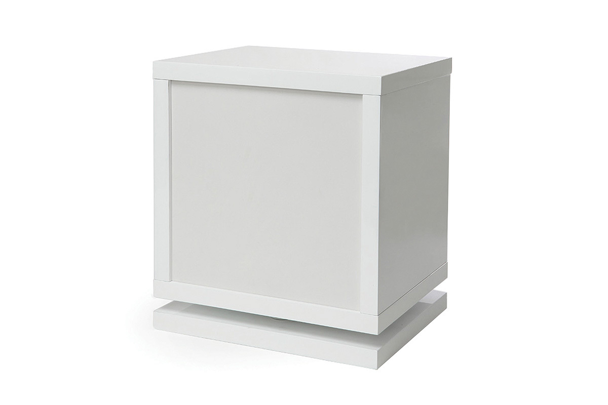 Table de chevet design pivotante blanc brillant MAX