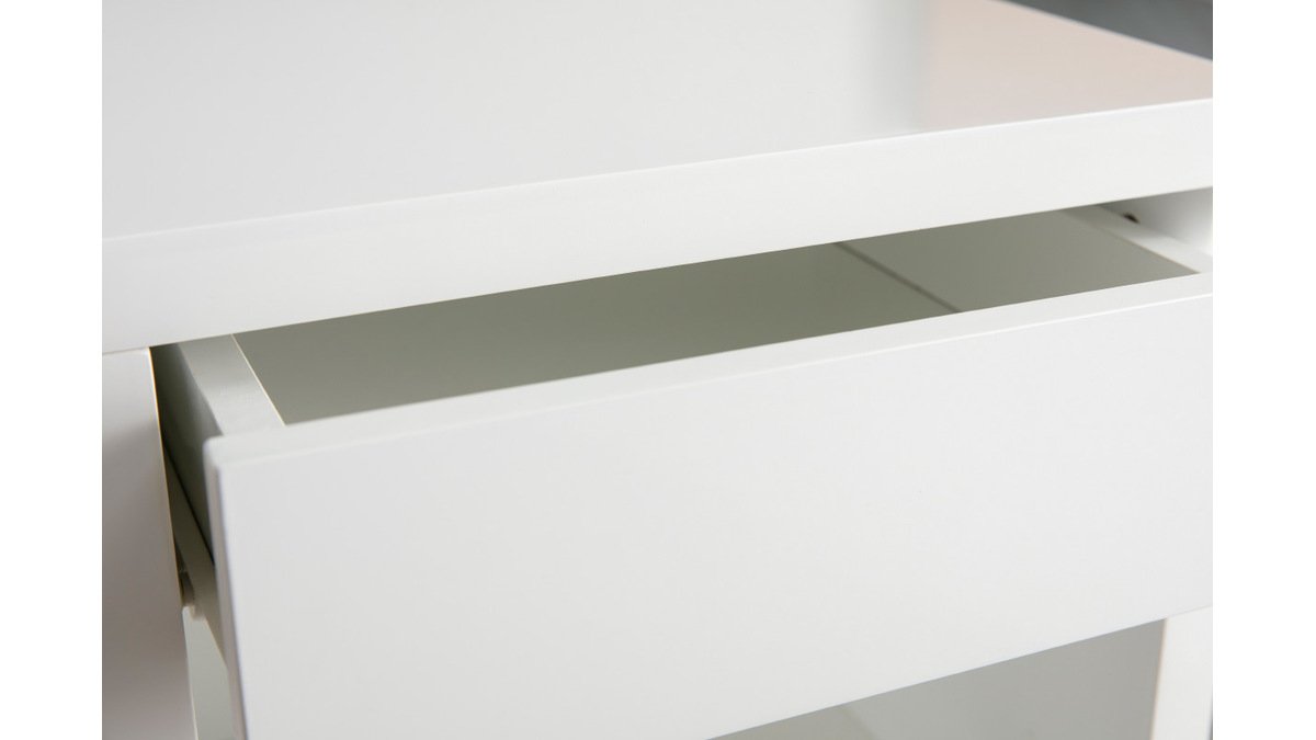 Table de chevet design pivotante blanc brillant MAX