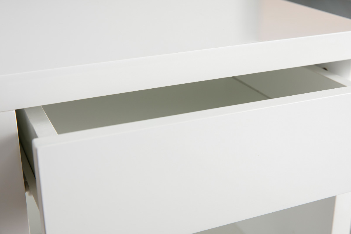 Table de chevet design pivotante blanc brillant MAX