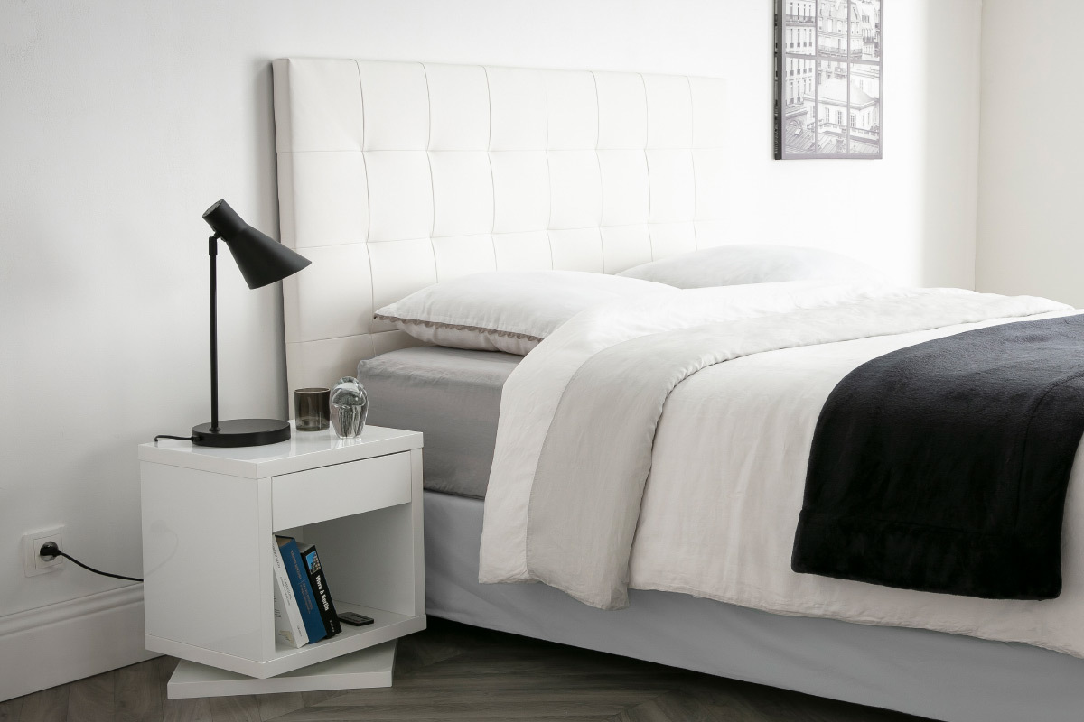 Table de chevet design pivotante blanc brillant MAX