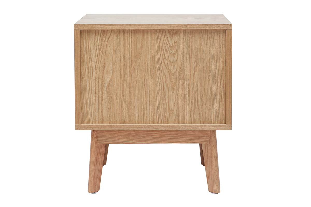 Table de chevet design scandinave blanc et ch�ne HELIA