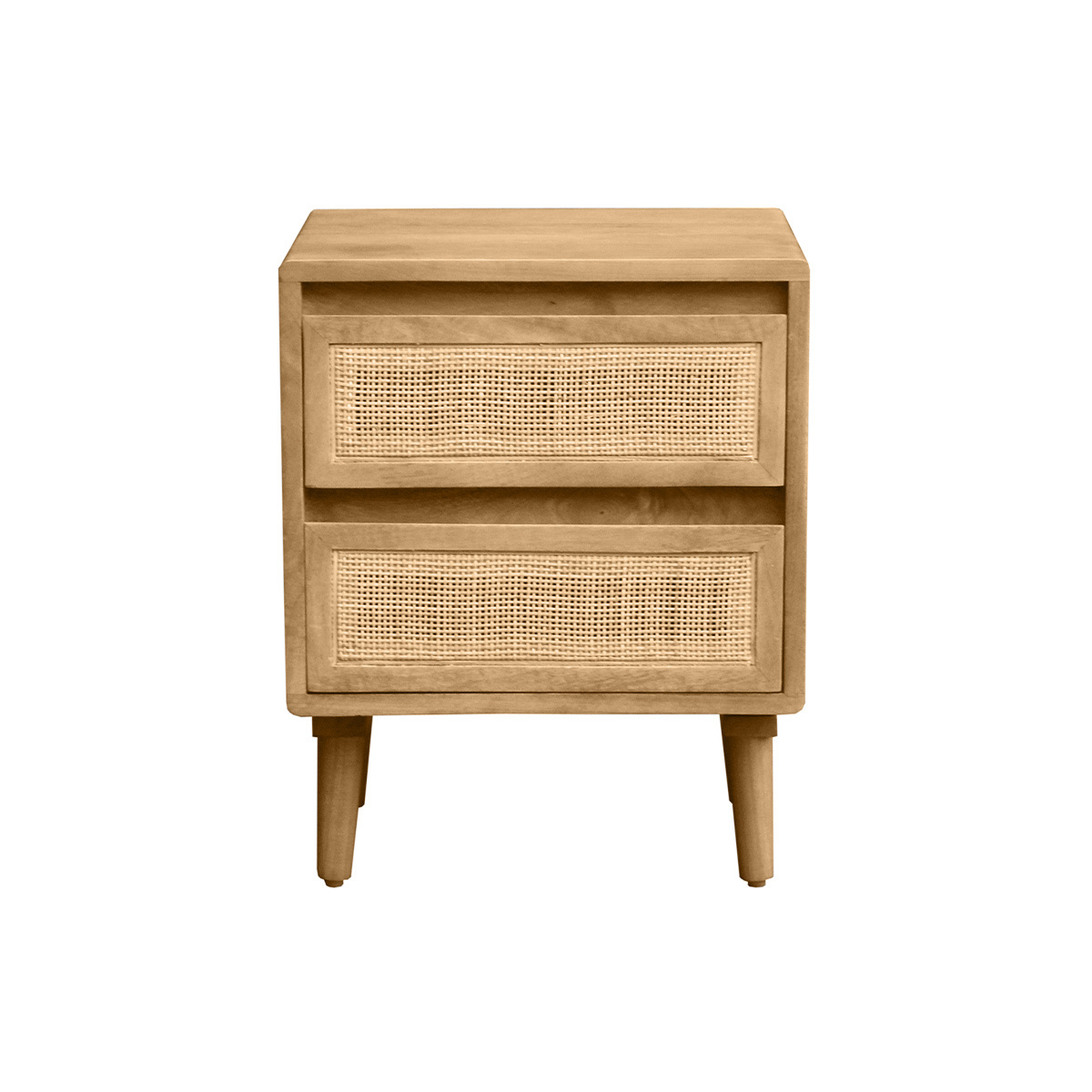 Table de chevet en bois manguier massif et cannage rotin avec rangements 2 tiroirs ACANGE Table de chevet en bois manguier massif et cannage rotin avec rangements 2 tiroirs ACANGE