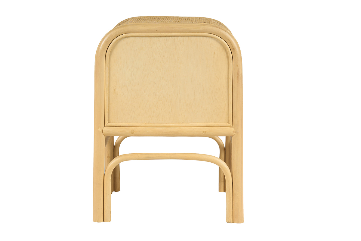 Table de chevet en rotin GALON vue de dos.