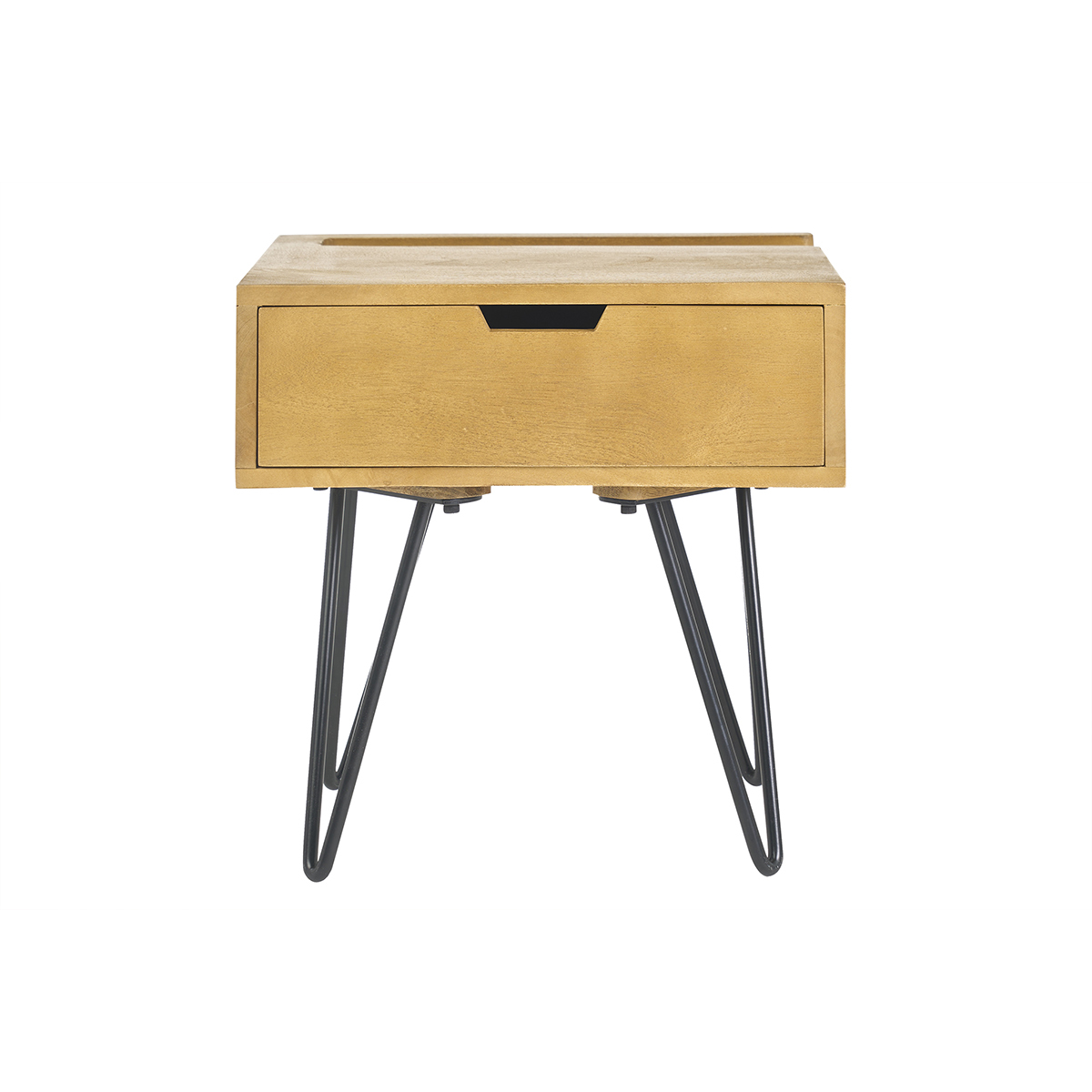 Table de chevet industrielle bois manguier massif et métal noir VIBES Table de chevet industrielle bois manguier massif et métal noir VIBES