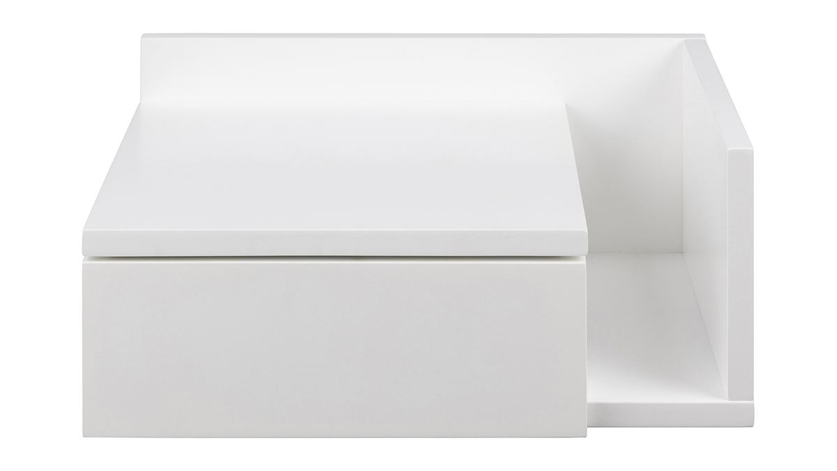 Table de chevet murale blanche avec tiroir L40 cm NASTY