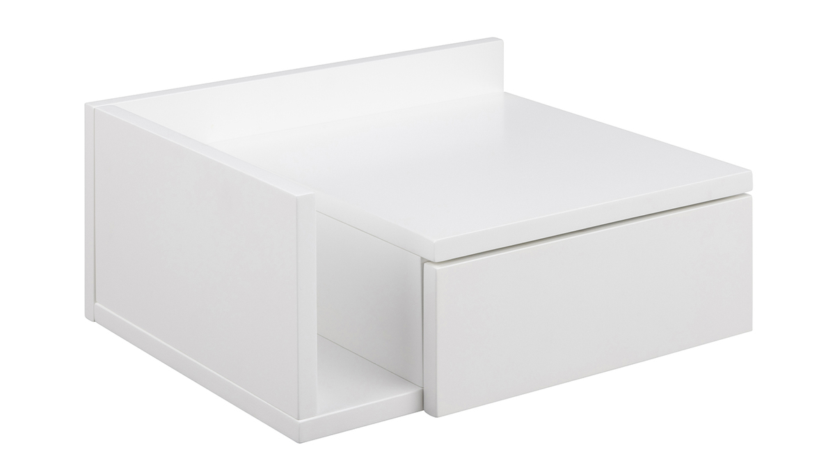 Table de chevet murale blanche avec tiroir L40 cm NASTY
