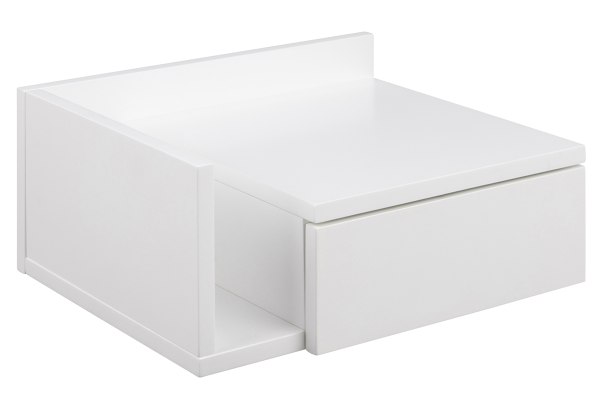 Table de chevet murale blanche avec tiroir NASTY
