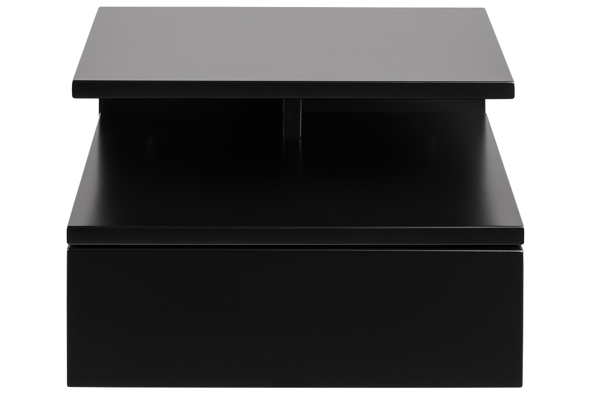 Table de chevet murale design laqu�e noir mat L135 cm MITSY