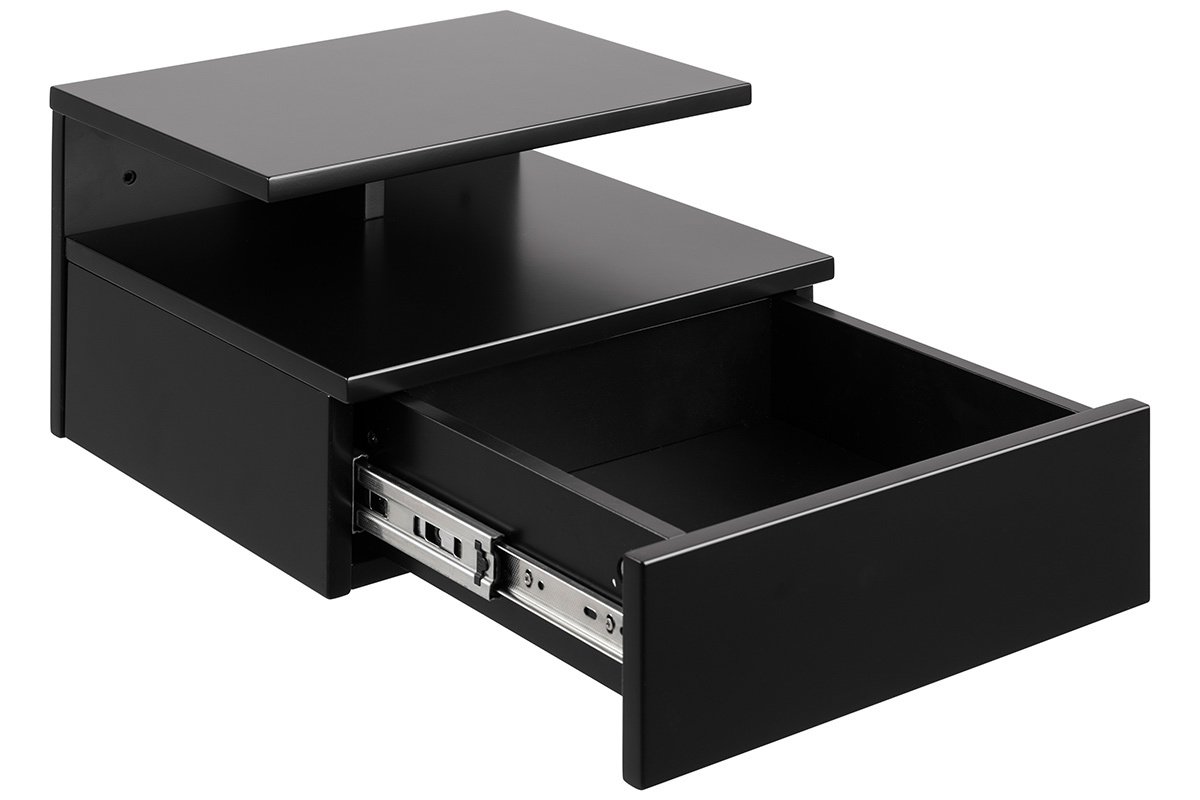 Table de chevet murale design laqu�e noir mat L135 cm MITSY