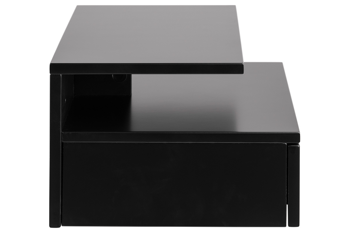 Table de chevet murale design laqu�e noir mat L135 cm MITSY