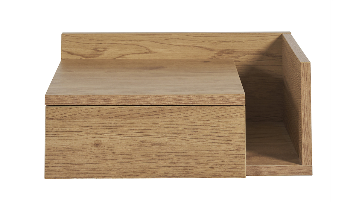 Table de chevet murale finition bois chêne clair avec tiroir L40 cm NASTY