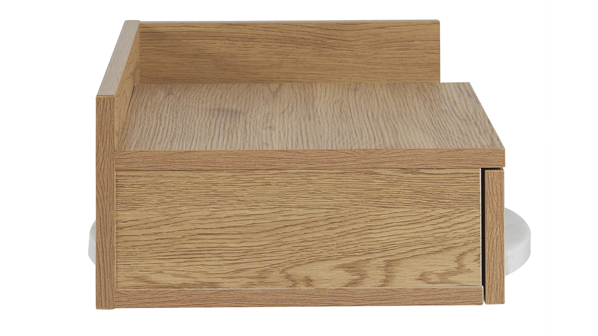Table de chevet murale finition bois chêne clair avec tiroir L40 cm NASTY
