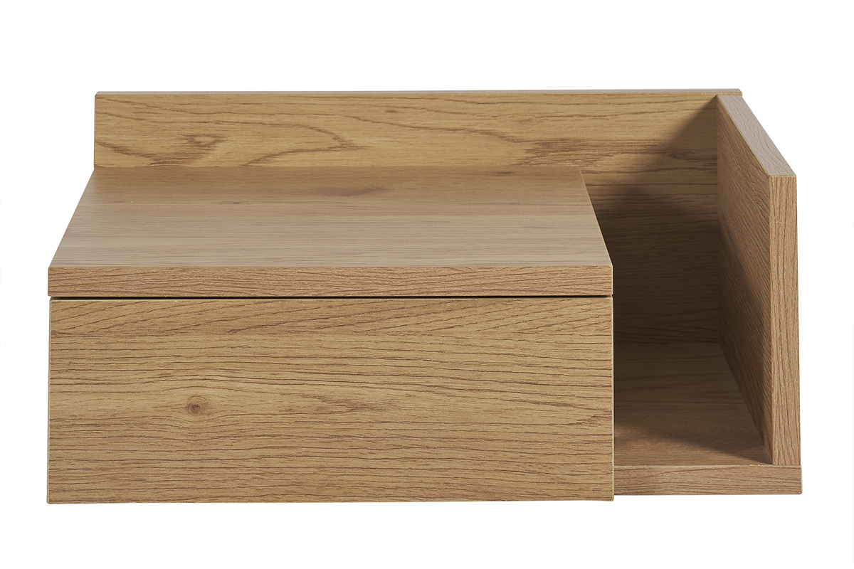 Table de chevet murale finition bois chne clair avec tiroir NASTY