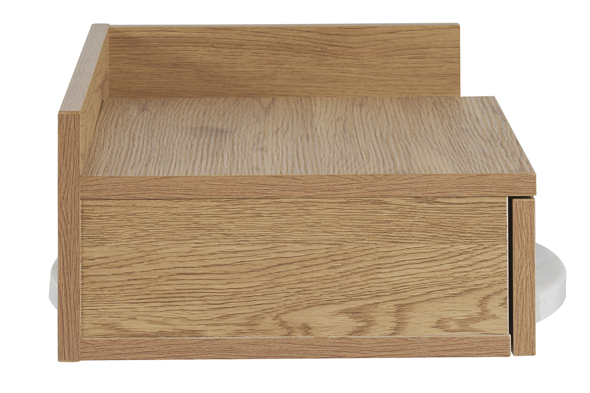 Table de chevet murale finition bois chne clair avec tiroir NASTY