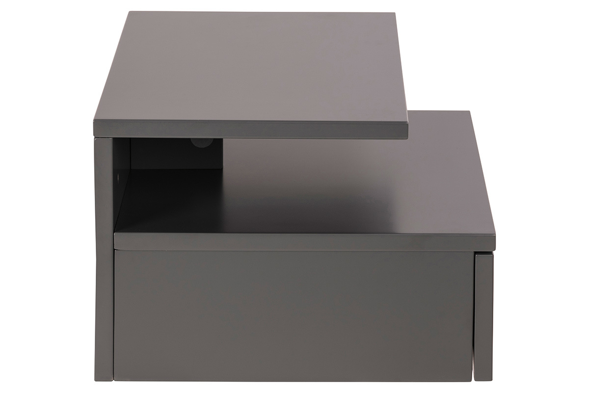 Table de chevet murale laqu�e mate grise MITSY