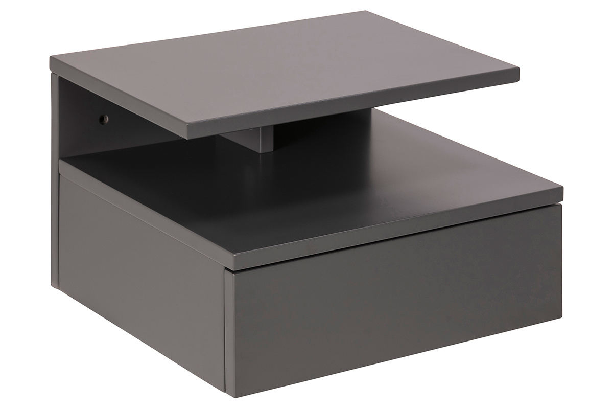 Table de chevet murale laqu�e mate grise MITSY