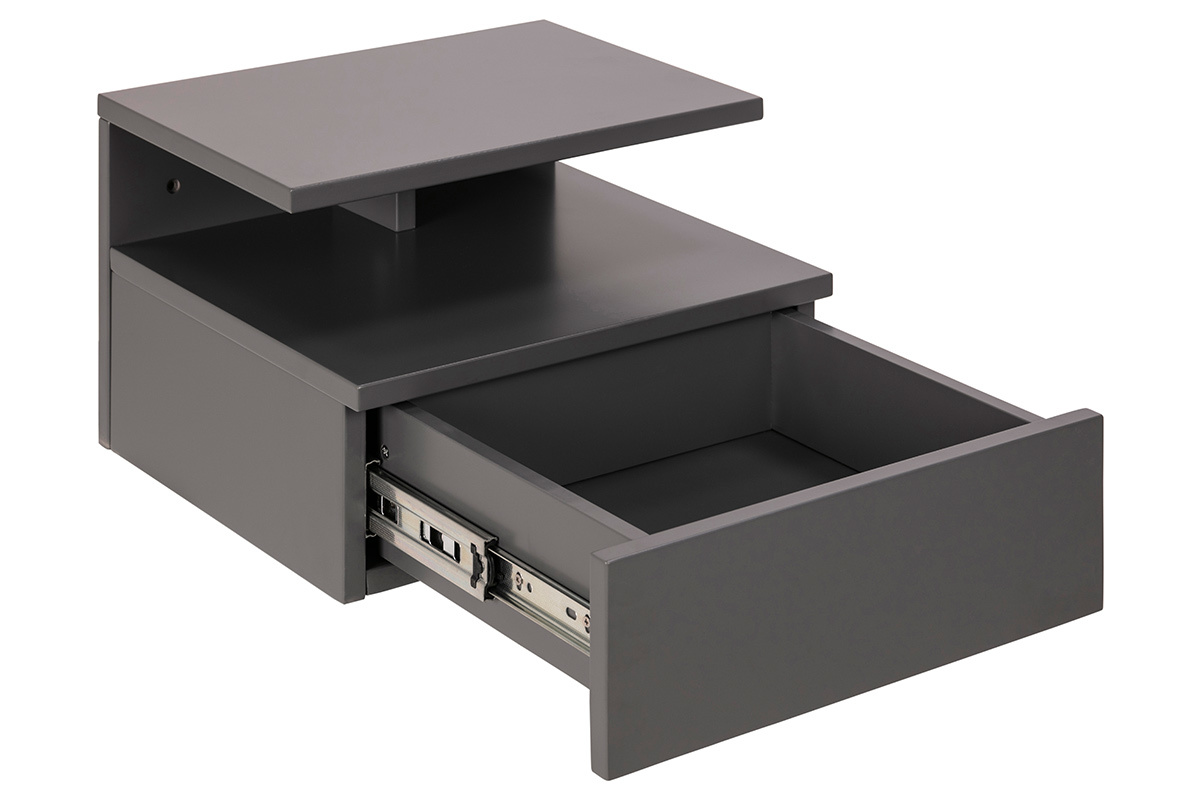 Table de chevet murale laqu�e mate grise MITSY