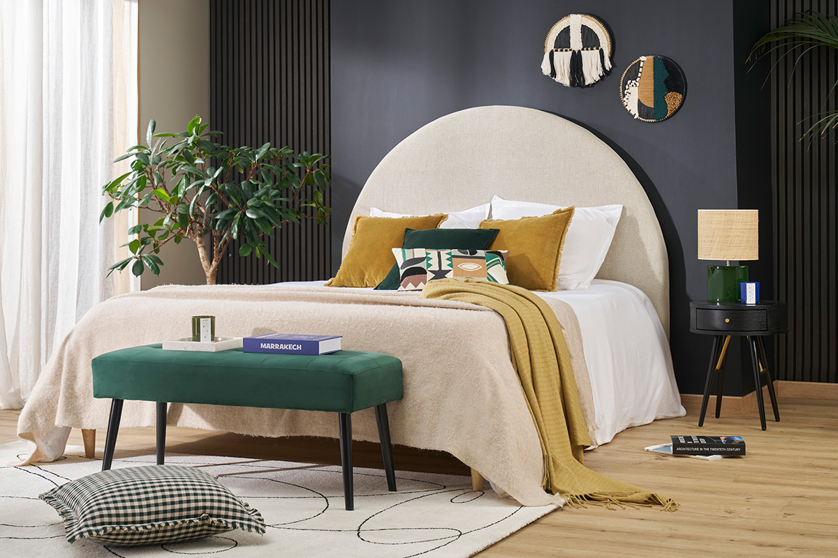 Table de chevet ronde avec tiroir bois et mtal noir KORAL