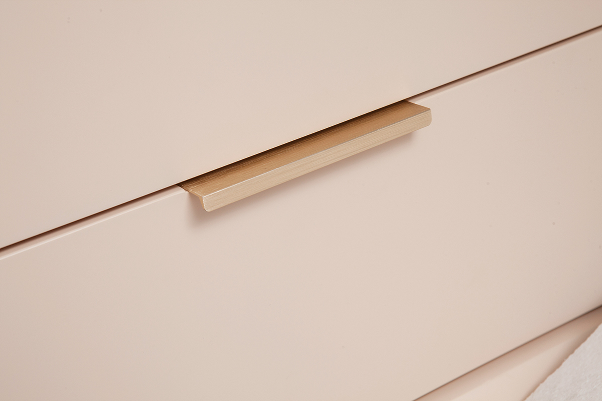 Table de chevet rose poudr et mtal dor avec rangements GIANA