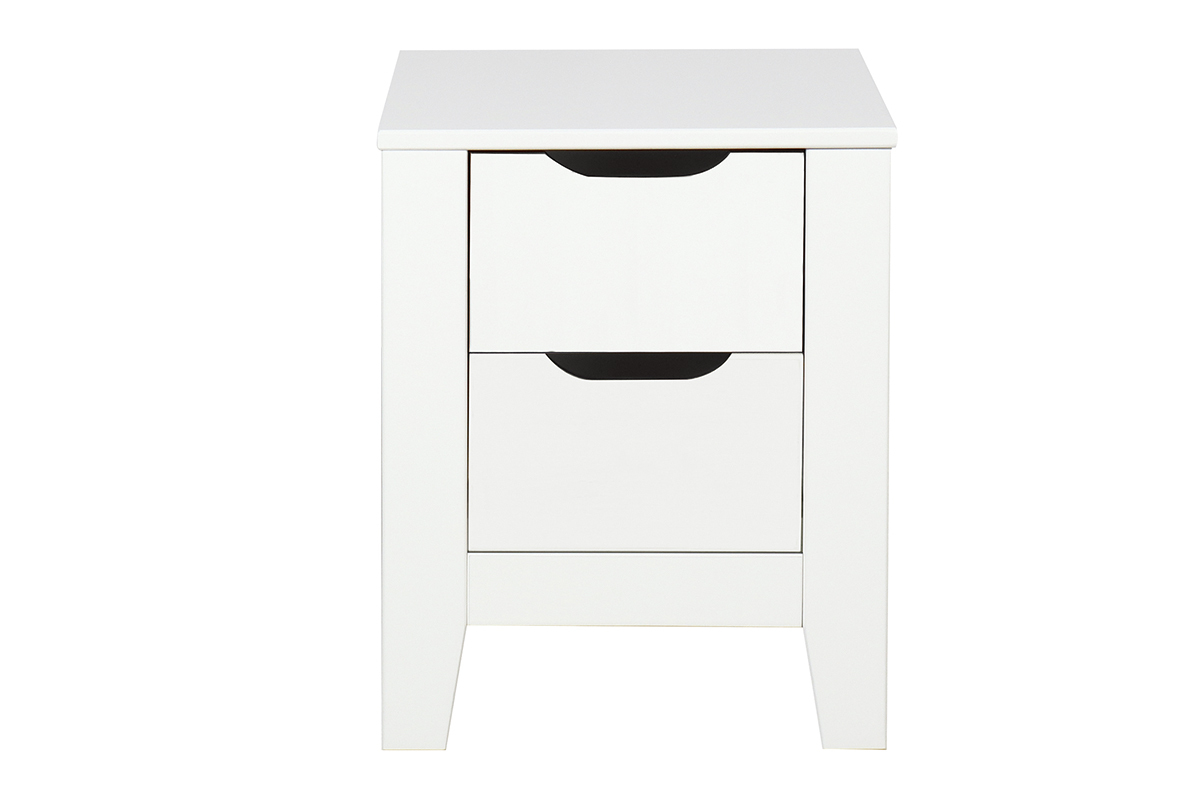 Table de chevet scandinave 2 tiroirs blanche L40 cm MOLENE