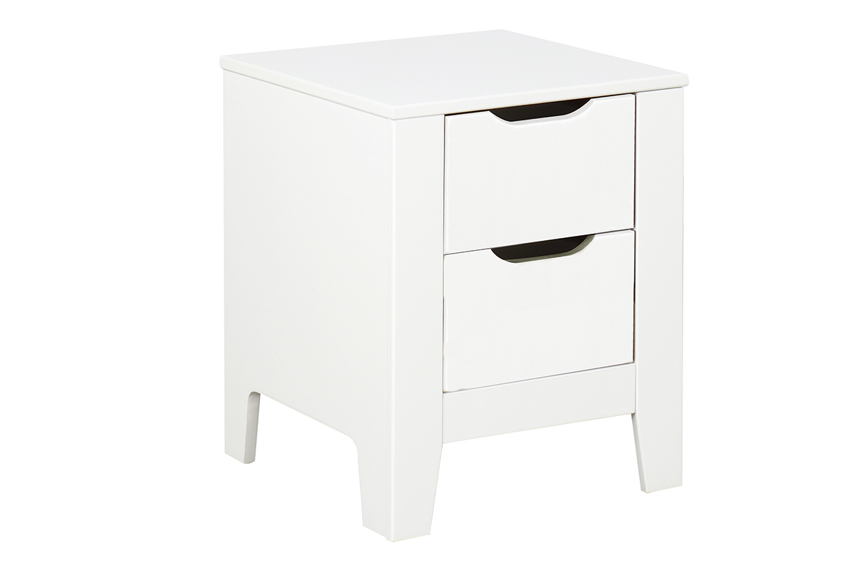 Table de chevet scandinave 2 tiroirs blanche L40 cm MOLENE