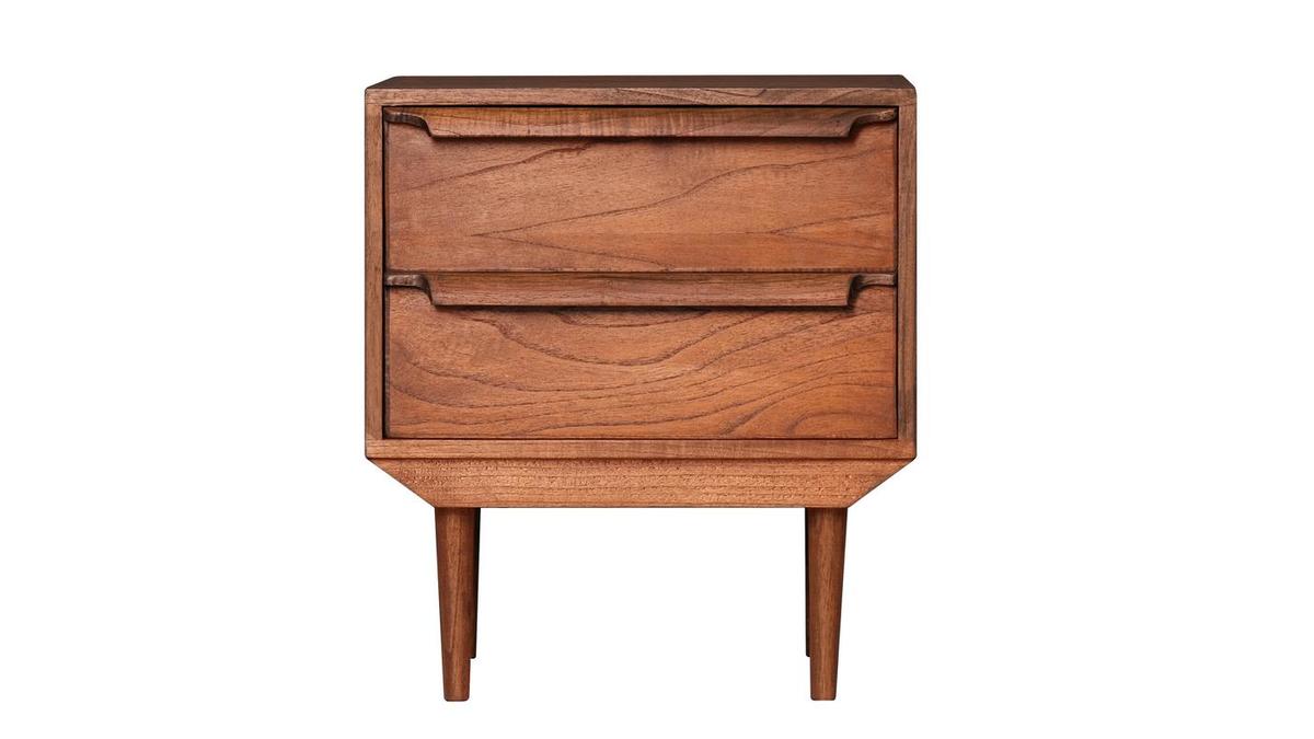 Table De Chevet Scandinave Yaheetech - 2 Tiroirs, Gris, 57cm, En MDF Et Métal