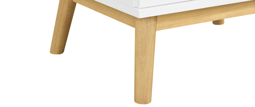 Table de chevet scandinave blanc et bois 2 tiroirs FELIX