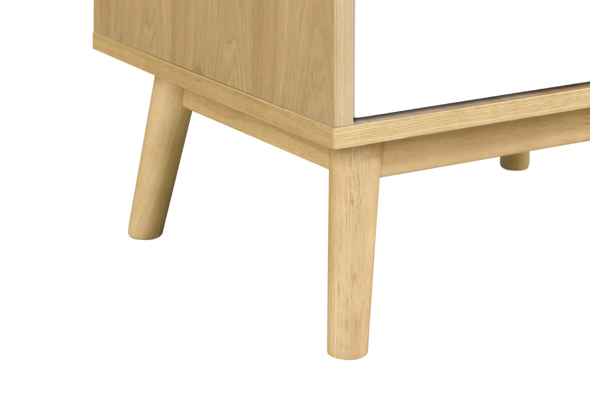 Table de chevet scandinave bois clair et blanc 2 tiroirs TALIA