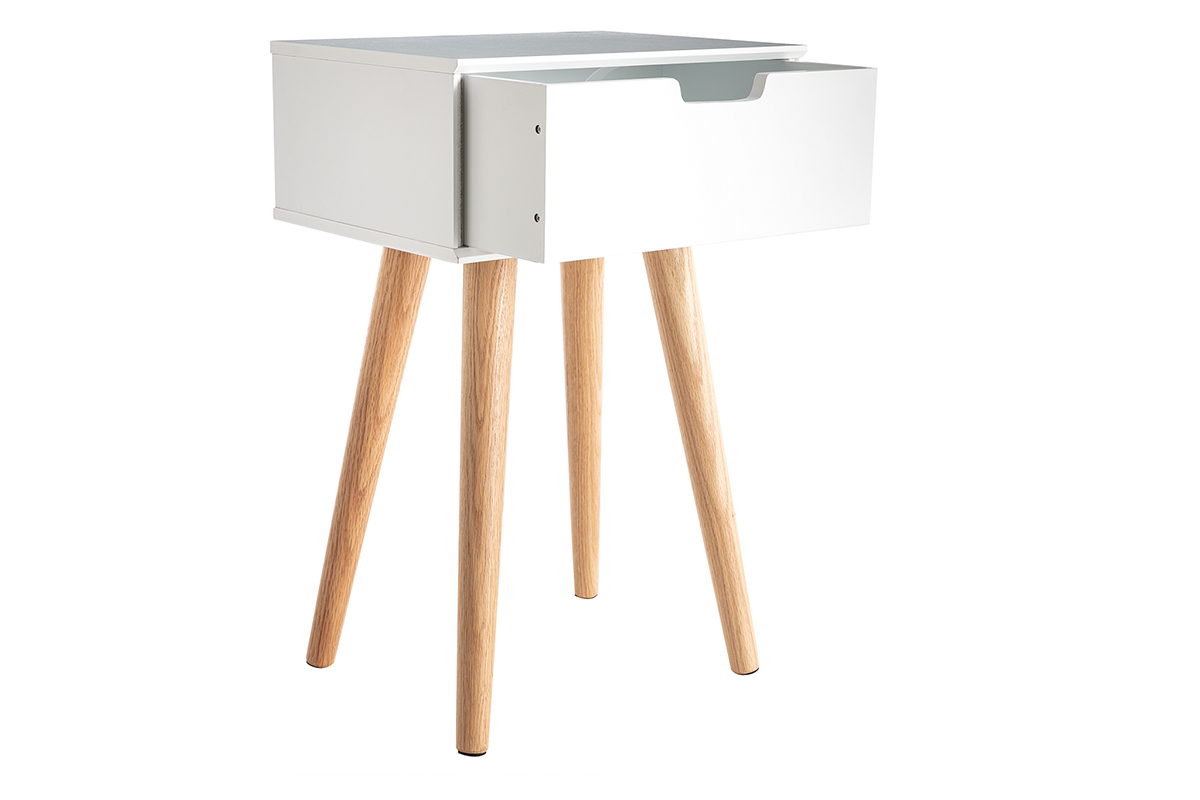 Table de chevet scandinave bois et blanc SNOOP