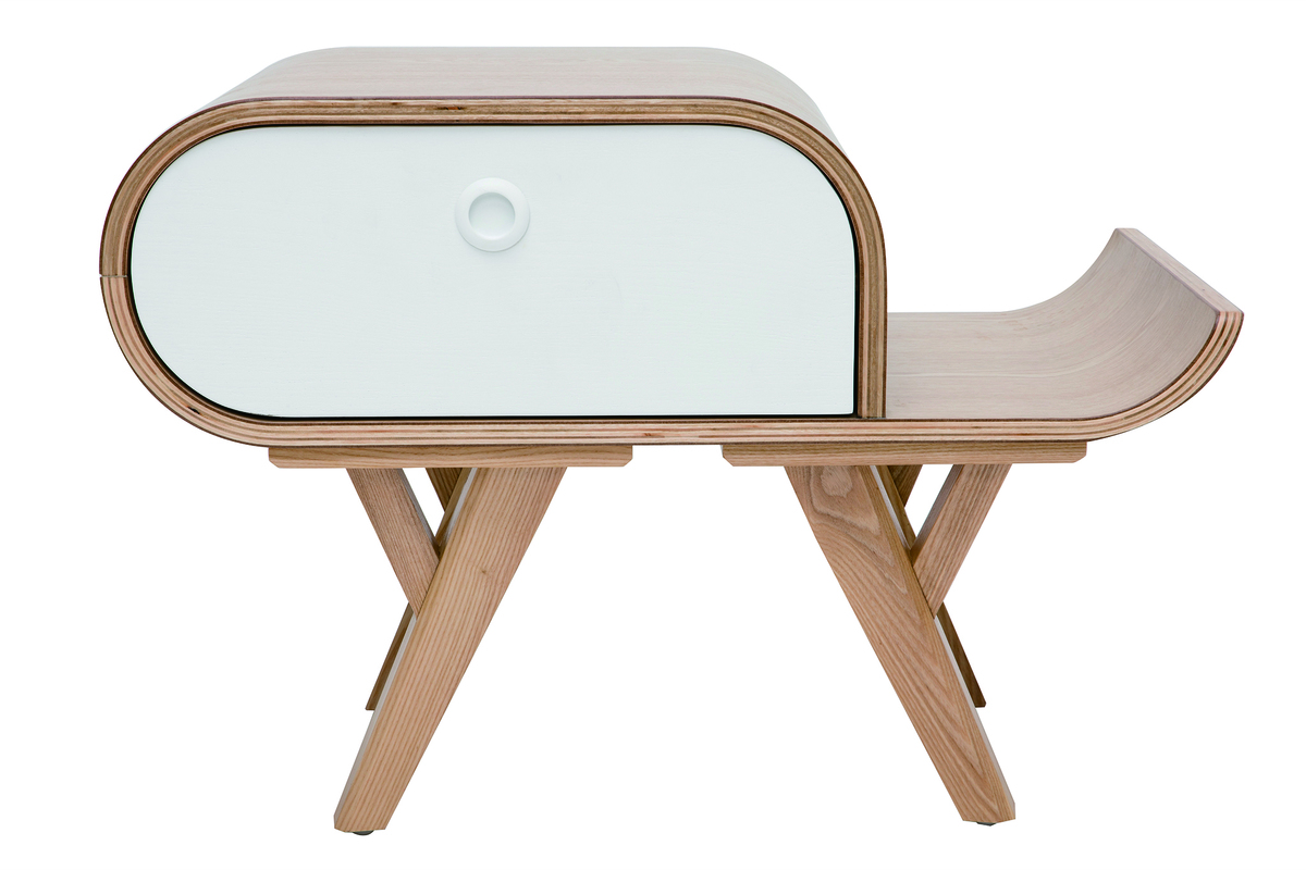 Table de chevet scandinave fr�ne et blanc (droite) KYOTO