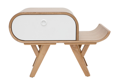 Table de chevet scandinave fr&ecirc;ne et blanc (droite) KYOTO - Miliboo & St&eacute;phane Plaza