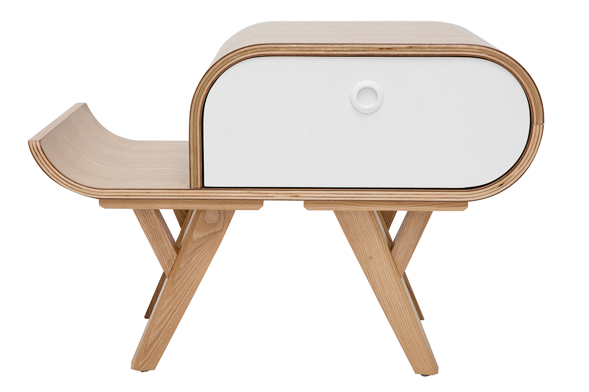 Table de chevet scandinave fr�ne et blanc (gauche) KYOTO