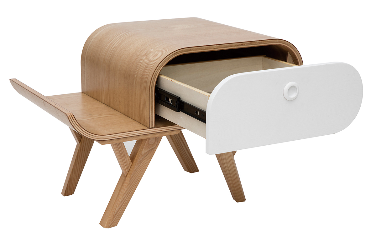 Table de chevet scandinave fr�ne et blanc (gauche) KYOTO