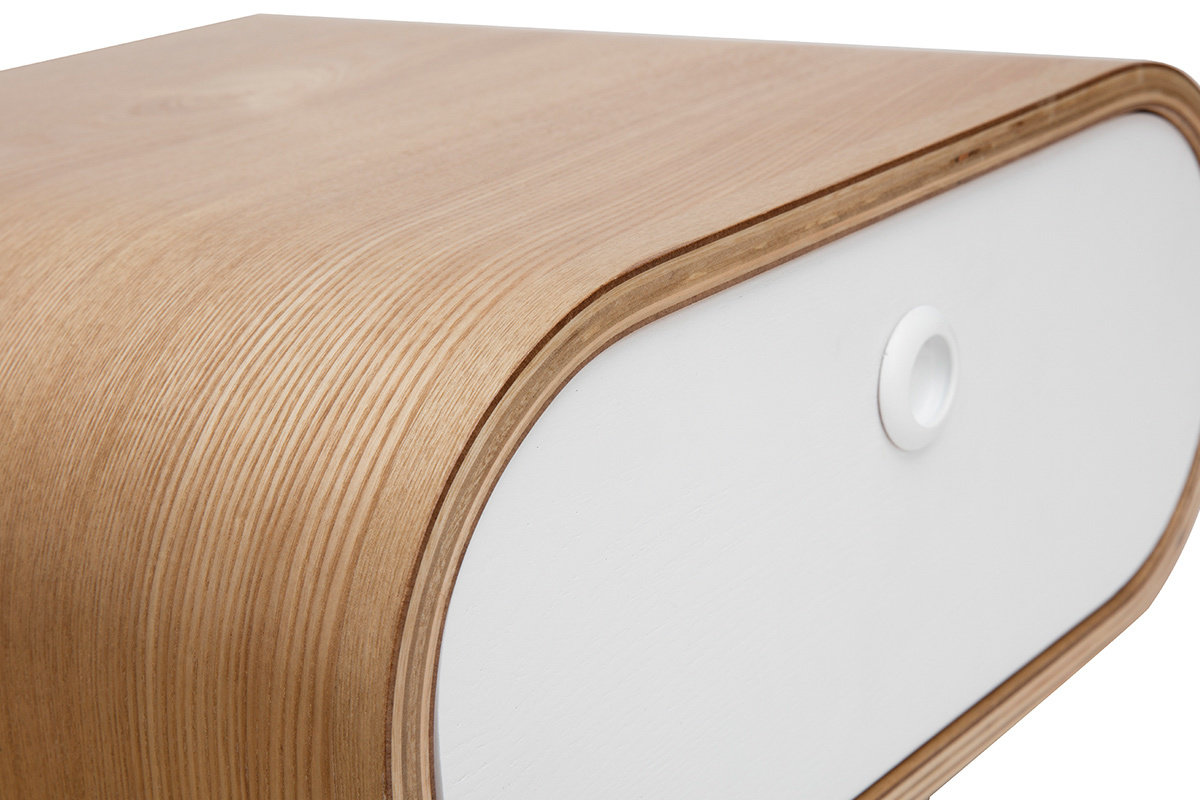 Table de chevet scandinave fr�ne et blanc (gauche) KYOTO