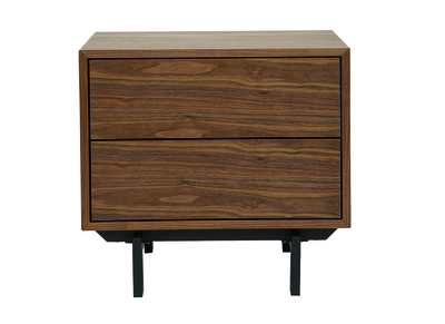 Table de chevet vintage bois foncé noyer et métal MANNY