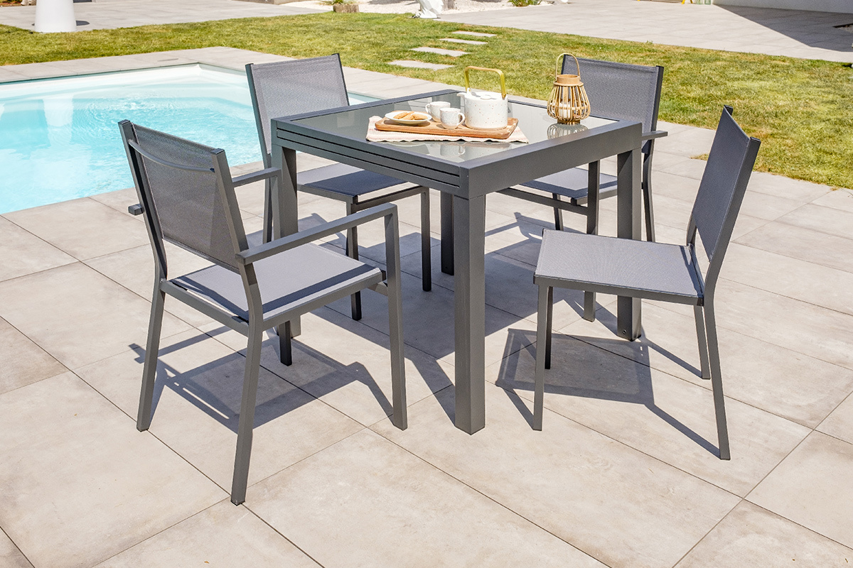Table de jardin extensible gris anthracite L90-180 cm PORTOFINO