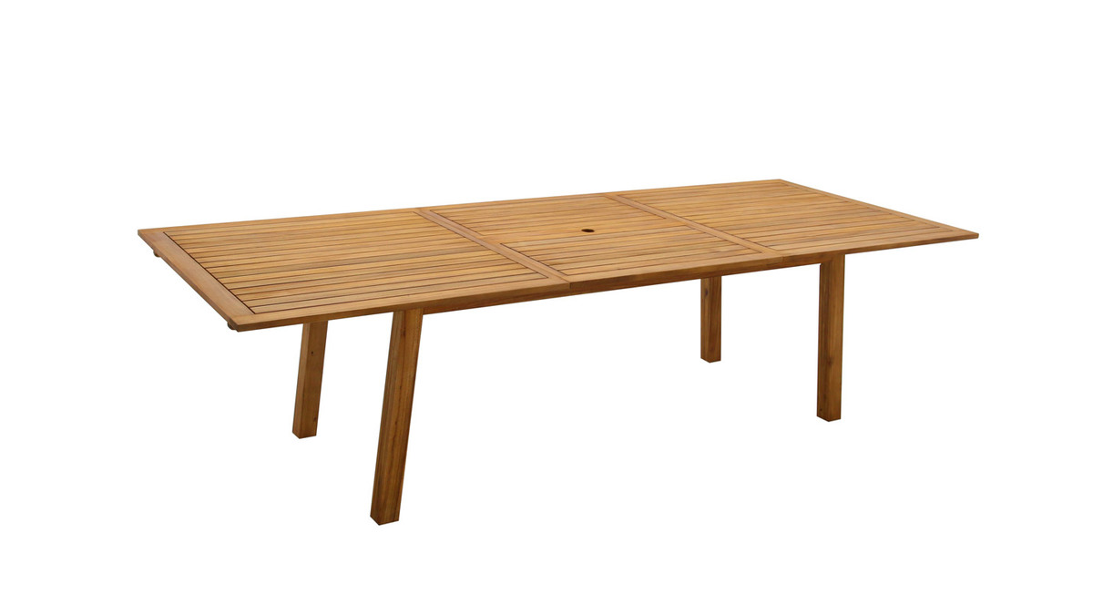 Table de jardin extensible rallonges intégrées en bois massif L210-300 cm MAYEL