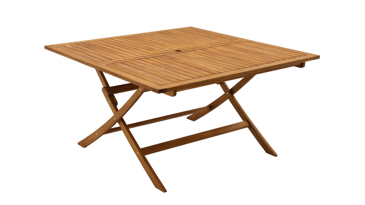 Table de jardin pliante carrée en bois massif L140 cm SANTIAGO