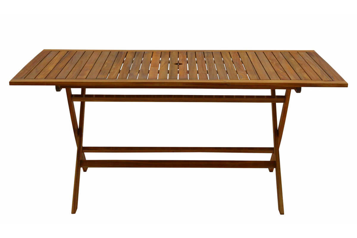 Table de jardin pliante rectangulaire en bois massif L170 cm CANOPEE