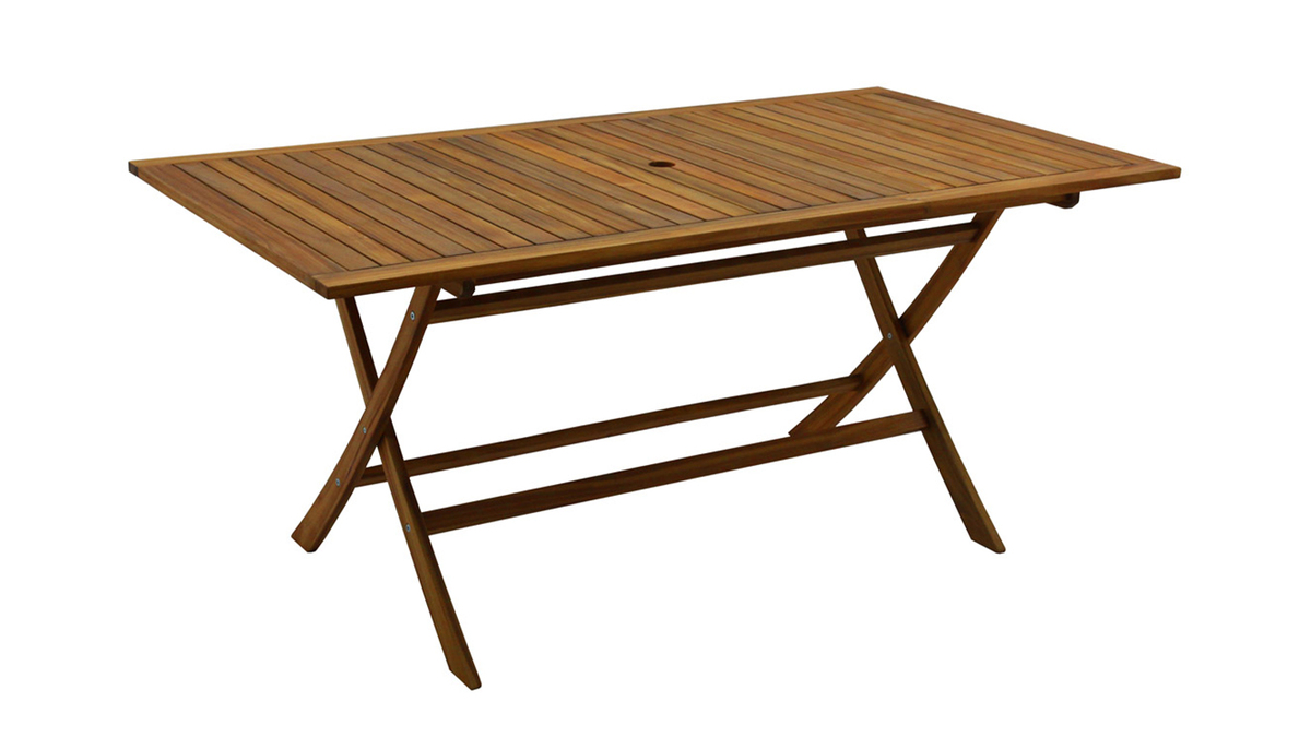 Table de jardin pliante rectangulaire en bois massif L170 cm CANOPEE