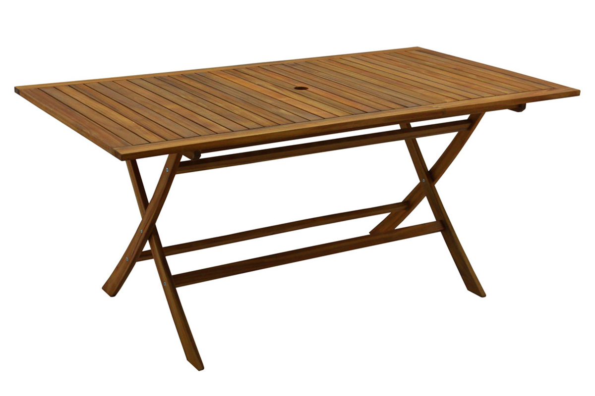 Table de jardin pliante rectangulaire en bois massif L170 cm CANOPEE