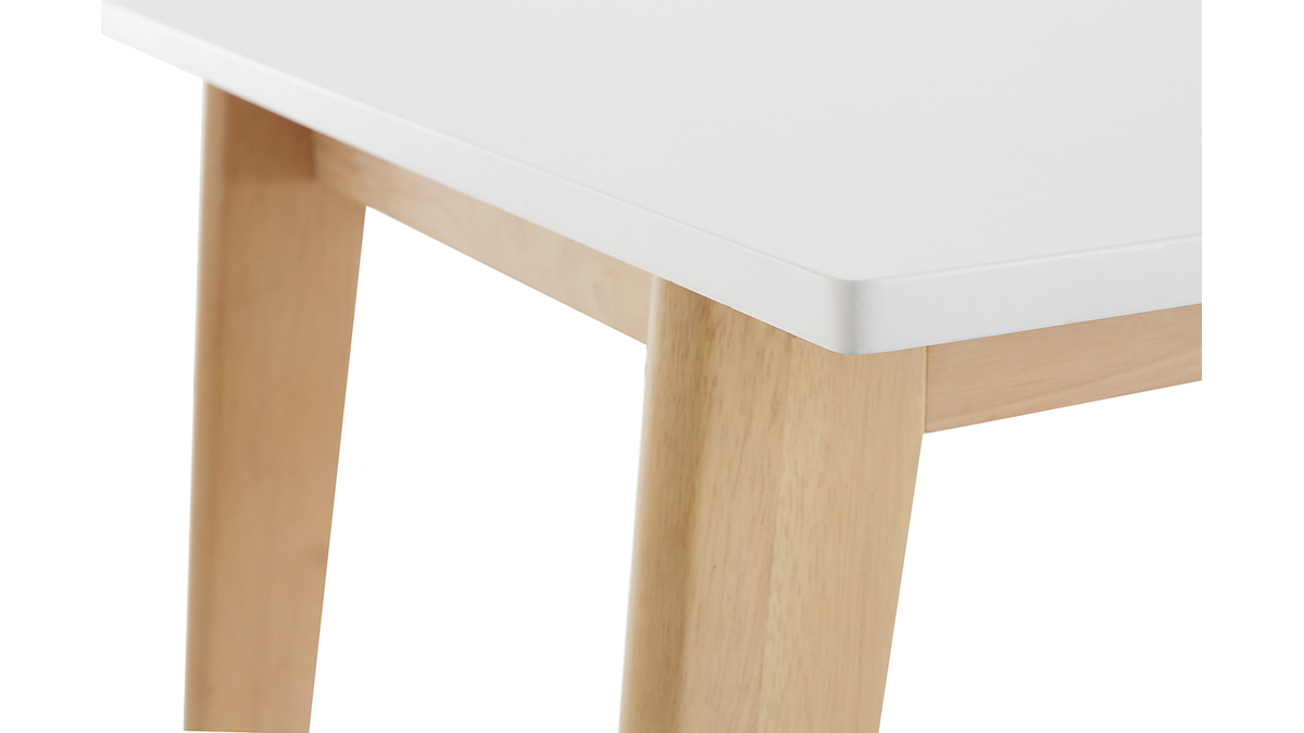 Table extensible rallonges intégrées rectangulaire blanche et bois clair L160-205 cm SWAD