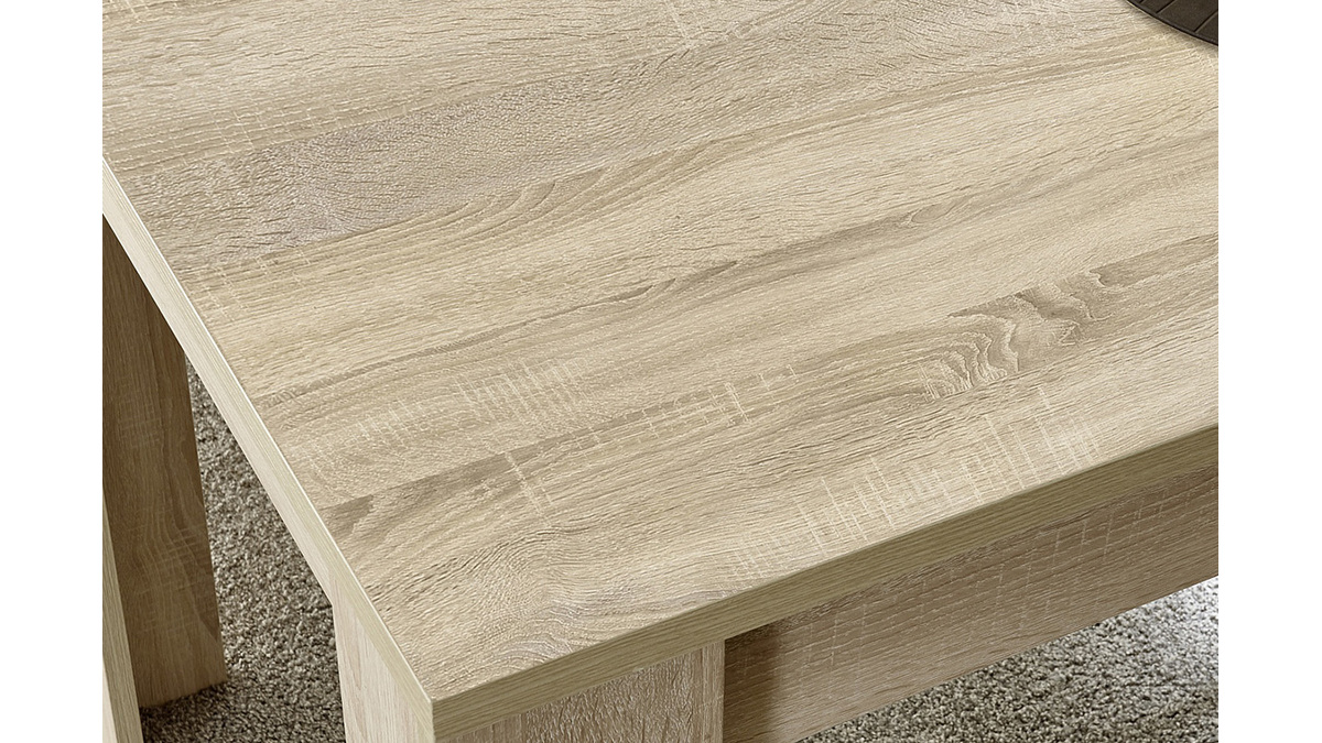 Table extensible rallonges intégrées rectangulaire bois clair chêne L137-185 cm KOFI