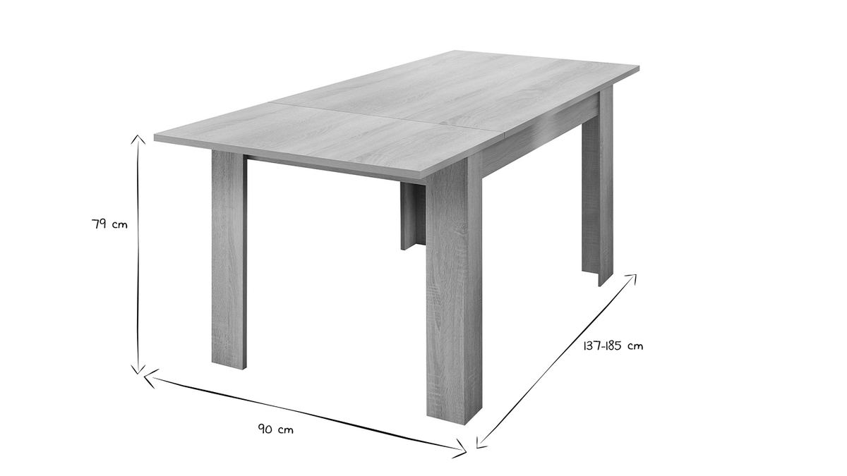 Table extensible rallonges intégrées rectangulaire bois clair chêne L137-185 cm KOFI