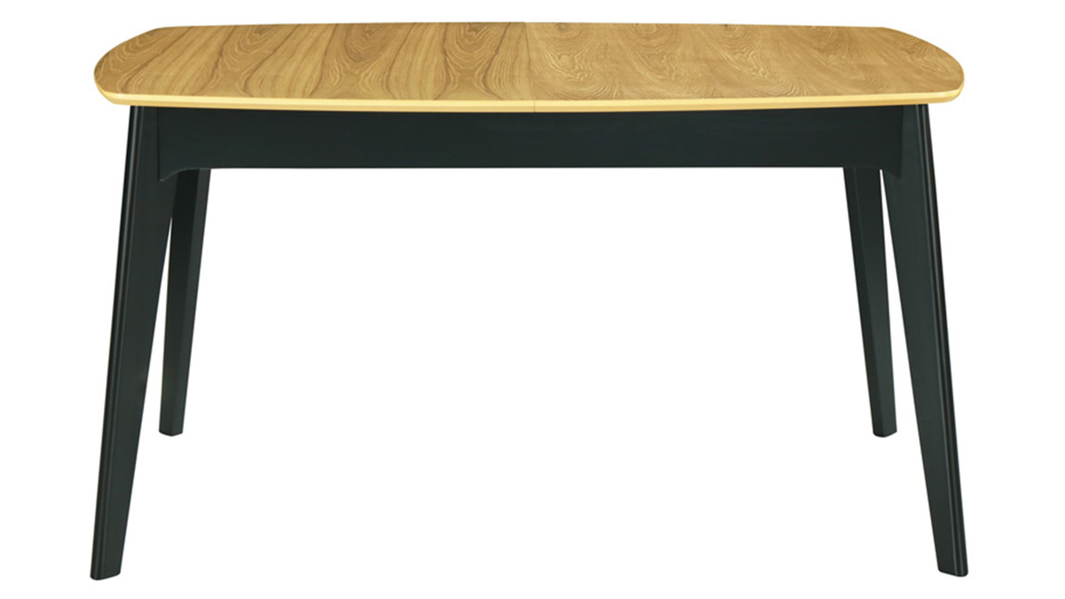 Table extensible rallonges intégrées rectangulaire bois et noir L140-180 cm MEENA