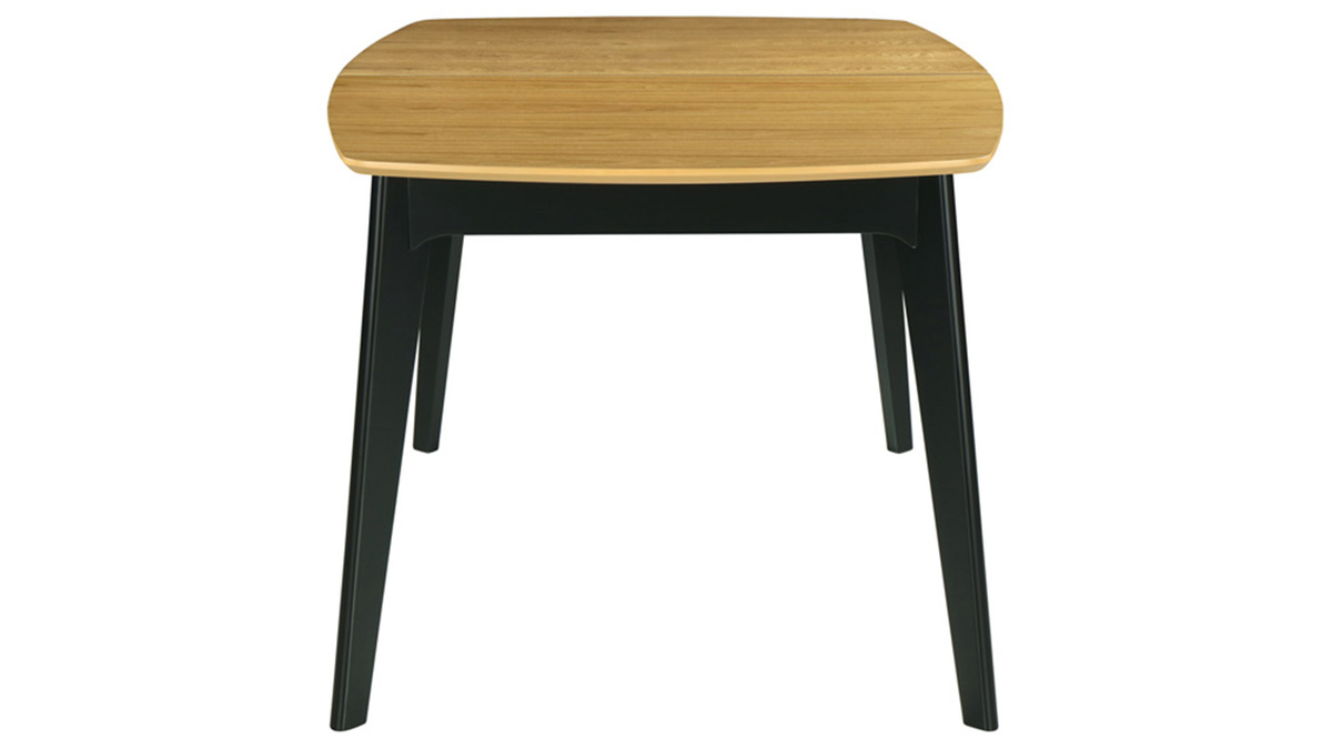 Table extensible rallonges intégrées rectangulaire bois et noir L140-180 cm MEENA